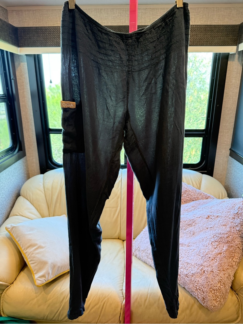 PIYOGA Handmade Bali Black Straight Leg Yoga Pants Boho Travel Rayon Size 0-10